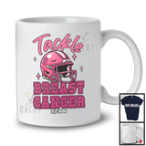 Personalized Custom Name Tackle Breast Cancer; Lovely American Football Helmet Player; Pink Ribbon T-Shirt