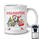 Personalized Custom Name Team Firefighter, Joyful Christmas Santa Snowman Dabbing, Careers T-Shirt