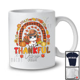 Personalized Custom Name Thankful Vibes; Lovely Thanksgiving Cat Turkey Pilgrim; Rainbow T-Shirt