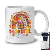 Personalized Custom Name Thankful Vibes; Lovely Thanksgiving Flamingo Turkey Pilgrim; Rainbow T-Shirt