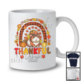 Personalized Custom Name Thankful Vibes; Lovely Thanksgiving Guinea Pig Turkey Pilgrim; Rainbow T-Shirt