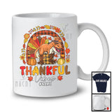 Personalized Custom Name Thankful Vibes; Lovely Thanksgiving T-Rex Turkey Pilgrim; Rainbow T-Shirt