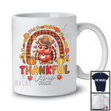 Personalized Custom Name Thankful Vibes; Lovely Thanksgiving Turkey Pilgrim; Plaid Rainbow T-Shirt