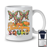 Personalized Custom Name Thanksgiving Squad; Happy Plaid Three Pilgrim Butterflies; Animal T-Shirt