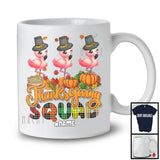 Personalized Custom Name Thanksgiving Squad; Happy Plaid Three Pilgrim Flamingos; Animal T-Shirt