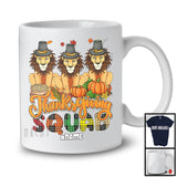 Personalized Custom Name Thanksgiving Squad; Happy Plaid Three Pilgrim Lions; Animal T-Shirt