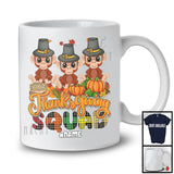 Personalized Custom Name Thanksgiving Squad; Happy Plaid Three Pilgrim Monkeys, Animal T-Shirt