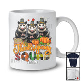 Personalized Custom Name Thanksgiving Squad; Happy Plaid Three Pilgrim Opossums; Animal T-Shirt