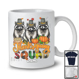 Personalized Custom Name Thanksgiving Squad; Happy Plaid Three Pilgrim Raccoons; Animal T-Shirt