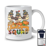 Personalized Custom Name Thanksgiving Squad; Happy Plaid Three Pilgrim Sparrows; Animal T-Shirt