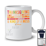 Personalized Custom Name Thanksgiving Thankful Kind of Mess; Lovely Autumn Leaves Vintage T-Shirt