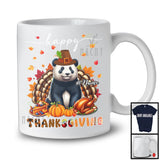 Personalized Custom Name Thanksgiving; Adorable Panda Plaid Turkey Pumpkin; Wild Animal T-Shirt