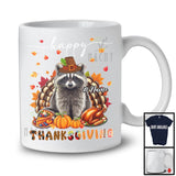 Personalized Custom Name Thanksgiving; Adorable Raccoon Plaid Turkey Pumpkin; Wild Animal T-Shirt