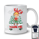 Personalized Custom Name The Elfs Made Me Do It; Joyful Christmas Tree Naughty Elf; Family T-Shirt