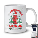 Personalized Custom Name The Firefighters Made Me Do It; Joyful Christmas Tree Naughty; Family T-Shirt