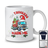 Personalized Custom Name The Truckers Made Me Do It; Joyful Christmas Tree Naughty Truck; Family T-Shirt