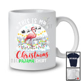 Personalized Custom Name This Is My Christmas Pajama; Lovely Santa Flamingo Lover; X-mas Moon T-Shirt