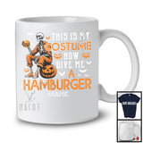 Personalized Custom Name This Is My Costume Give Me A Hamburger; Horror Halloween Skeleton; Food T-Shirt