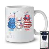 Personalized Custom Name Three Blue Red White Cat, Adorable 4th Of July USA Flag Patriotic T-Shirt