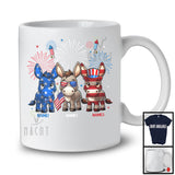 Personalized Custom Name Three Blue Red White Donkey, Adorable 4th Of July USA Flag Patriotic T-Shirt