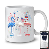 Personalized Custom Name Three Blue Red White Flamingo, Adorable 4th Of July USA Flag Patriotic T-Shirt