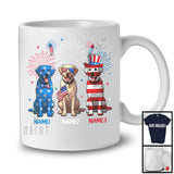 Personalized Custom Name Three Blue Red White Labrador Retriever, Adorable 4th Of July USA Flag Patriotic T-Shirt