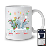 Personalized Custom Name Three Elf Santa Manatee Snowing; Joyful Christmas Tree Animal T-Shirt