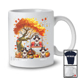 Personalized Custom Name Three Pilgrim Bull Terriers, Happy Thanksgiving Fall Tree, Family T-Shirt