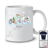 Personalized Custom Name Three Santa Elf Bicycle With Snowman; Joyful Christmas Snow Rider T-Shirt