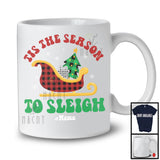 Personalized Custom Name Tis The Season To Sleigh; Cheerful Christmas Plaid Santa Sleigh T-Shirt