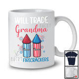 Personalized Custom Name Trade Grandma For Firecrackers, Lovely 4th Of July Fireworks, Family T-Shirt