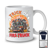 Personalized Custom Name Trick Or Fire Truck; Creepy Halloween Moon Pumpkins; Firefighter T-Shirt