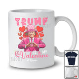 Personalized Custom Name Trump Is My Valentine; Humorous Pink Trump Back; Plaid Hearts T-Shirt