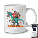 Personalized Custom Name Turkey Firefighter Riding T-Rex; Amazing Thanksgiving Fall Leaf Jobs T-Shirt