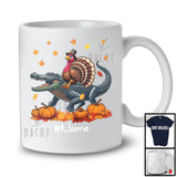 Personalized Custom Name Turkey Riding Alligator, Lovely Thanksgiving Pumpkins, Alligator Lover T-Shirt