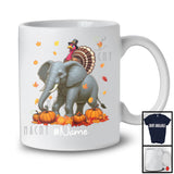 Personalized Custom Name Turkey Riding Elephant, Lovely Thanksgiving Pumpkins, Elephant Lover T-Shirt