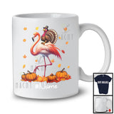 Personalized Custom Name Turkey Riding Flamingo, Lovely Thanksgiving Pumpkins, Flamingo Lover T-Shirt