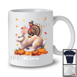 Personalized Custom Name Turkey Riding Rabbit, Lovely Thanksgiving Pumpkins, Rabbit Lover T-Shirt