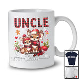 Personalized Custom Name Uncle Claus; Adorable Christmas Red Plaid Reindeer; Family T-Shirt