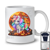 Personalized Custom Name Unicorn Mummy; Lovely Halloween Moon Unicorn Lover; Pumpkin T-Shirt