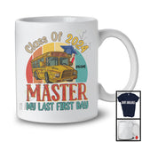 Personalized Custom Name Vintage Retro Class Of 2024 Master My Last First Day, Proud Back To School Bus T-Shirt