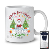 Personalized Custom Name Warm Snuggles Cat Cuddles; Fantastic Christmas Lights Tree Plaid T-Shirt