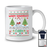 Personalized Custom Name Warm Snuggles Cat Cuddles; Fantastic Christmas Sweater Tree Plaid T-Shirt