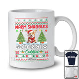 Personalized Custom Name Warm Snuggles Corgi Cuddles; Fantastic Christmas Sweater Tree Plaid T-Shirt