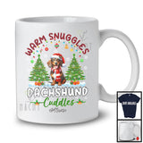 Personalized Custom Name Warm Snuggles Dachshund; Fantastic Christmas Lights Tree Plaid T-Shirt