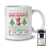 Personalized Custom Name Warm Snuggles Dachshund; Fantastic Christmas Sweater Tree Plaid T-Shirt