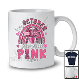 Personalized Custom Name We Wear Pink; Lovely Breast Cancer Ribbon; Postal Worker Rainbow T-Shirt