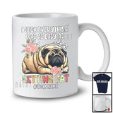 Personalized Custom Name Wish Everything Easy As Getting Fat, Floral Fat Pug Sleeping Flowers T-Shirt