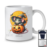 Personalized Custom Name Witch Rat With Pumpkin Scary Moon; Adorable Halloween Animal Family T-Shirt