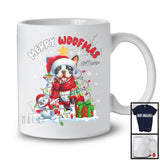 Personalized Custom Name Woofmas; Lovely Christmas Lights Santa Boston Terrier; Snowman T-Shirt